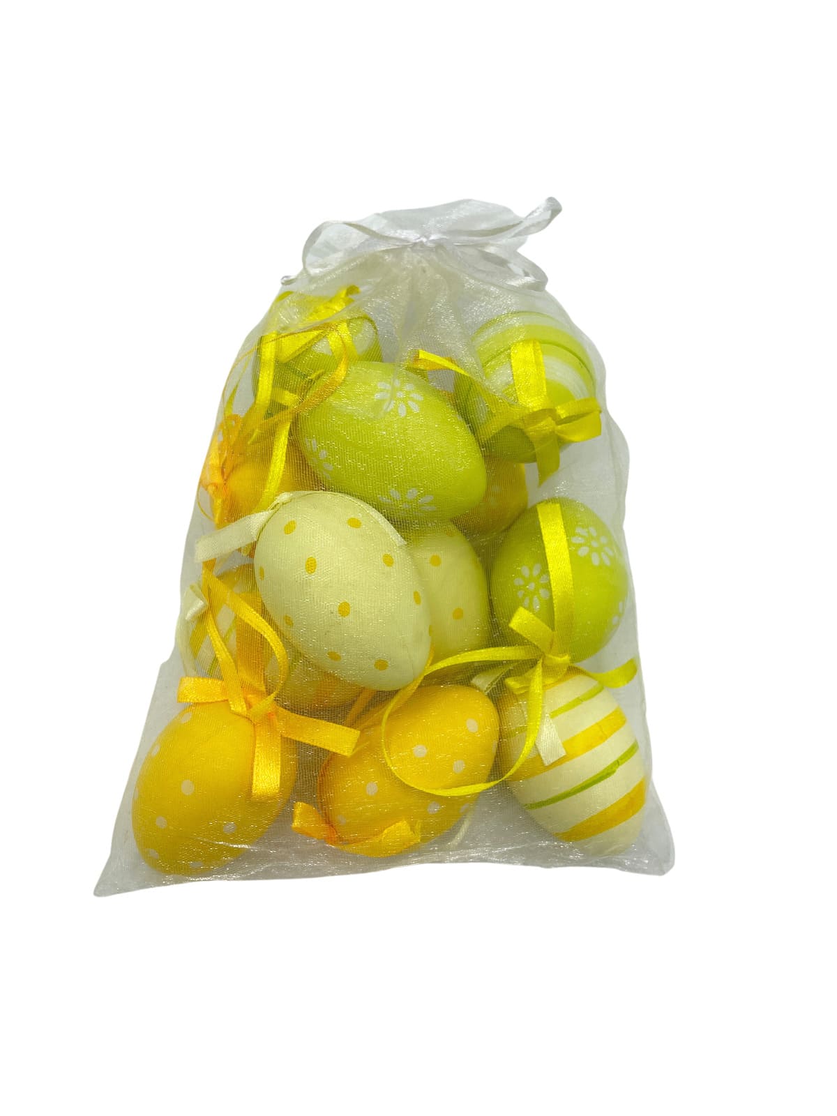 Sacchettino con 12 uova pasquali gialle