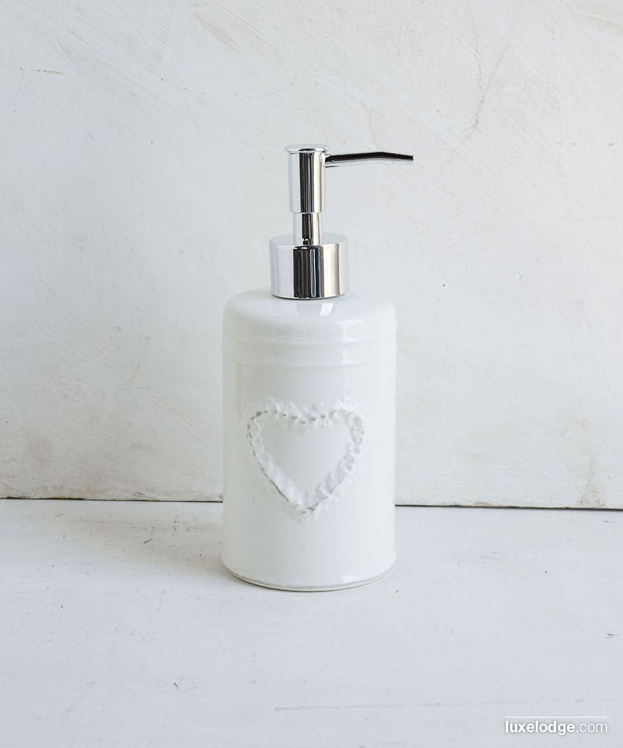 Dispenser sapone cuore bianco