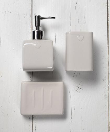 Set 3 pezzi bagno cuore tortora