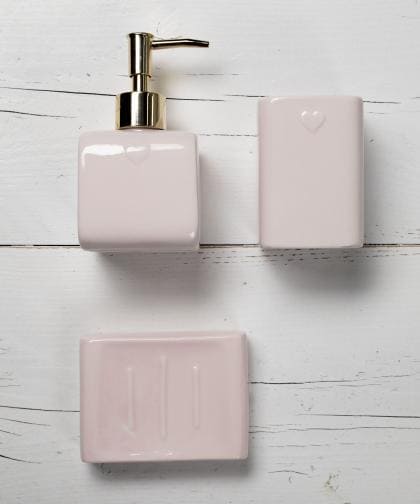 Set 3 pezzi bagno cuore rosa