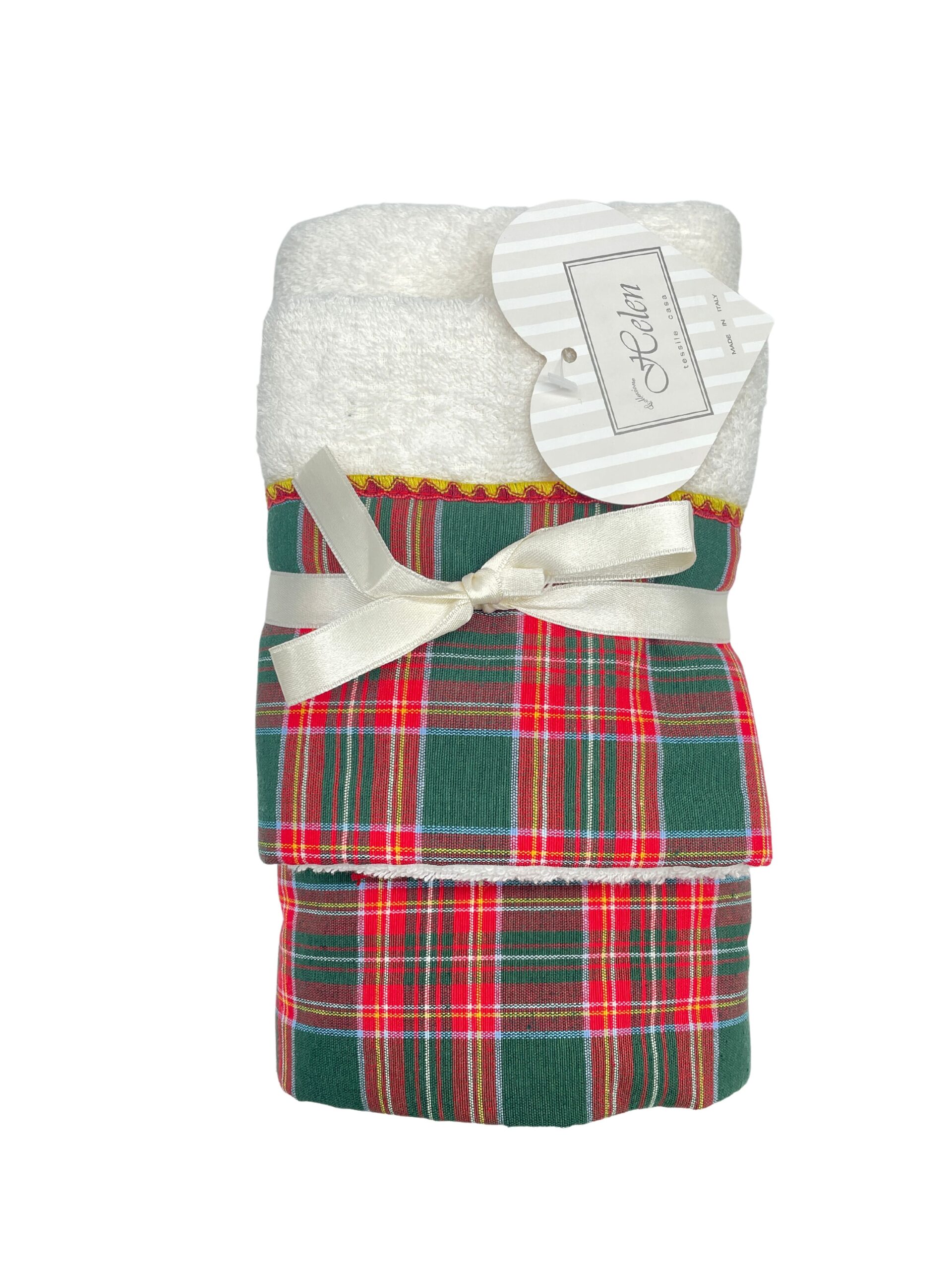 Coppia asciugamani tartan panna