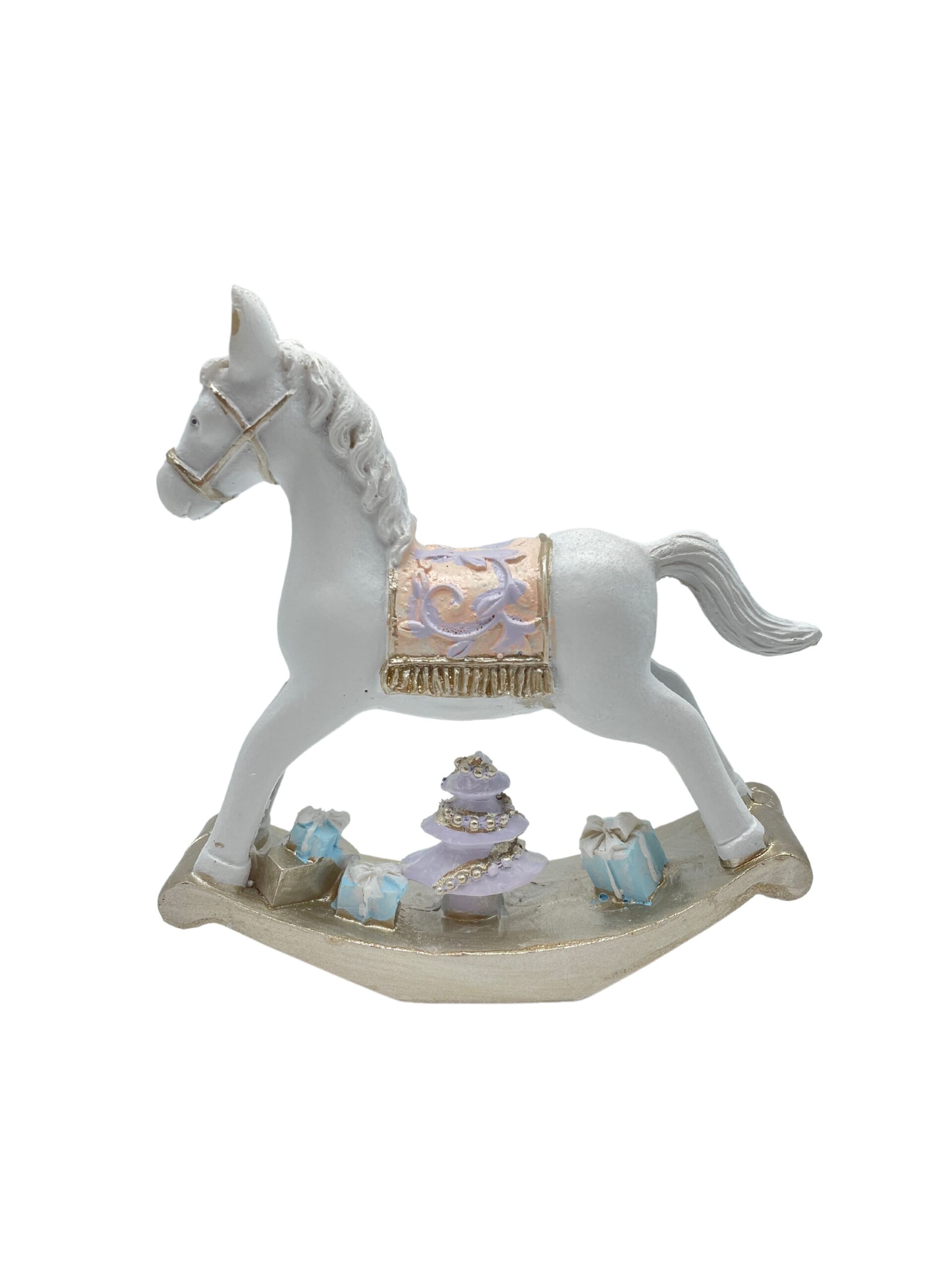 Cavallino a dondolo pacchi regalo celesti