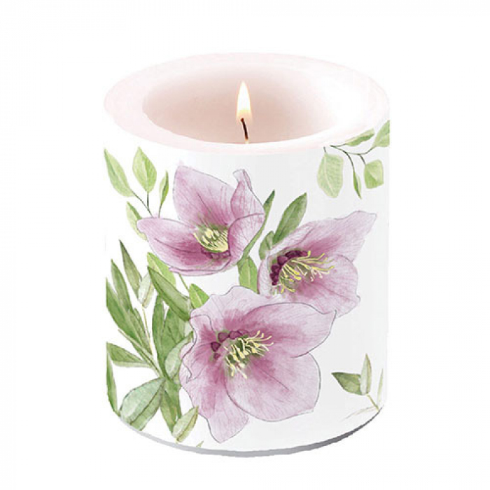 candela fiori rosa 10 cm
