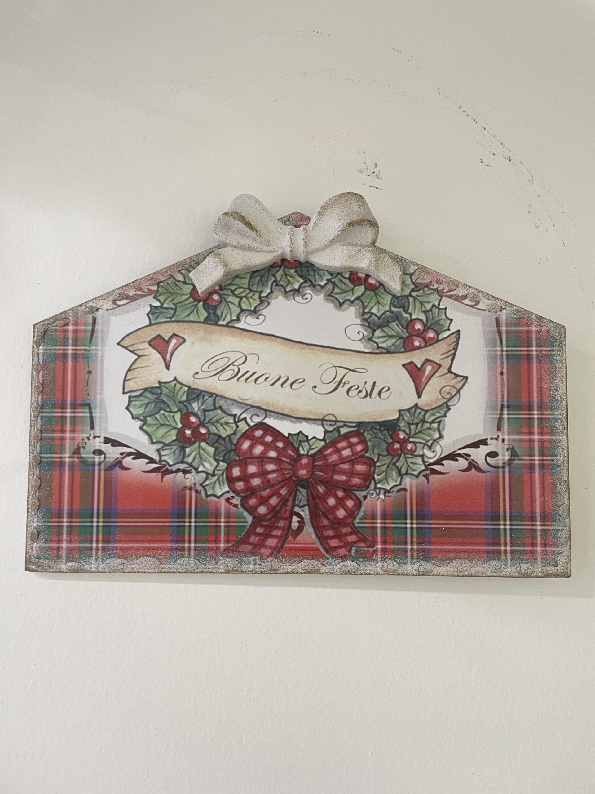 Quadro buone feste ghirlanda scozzese
