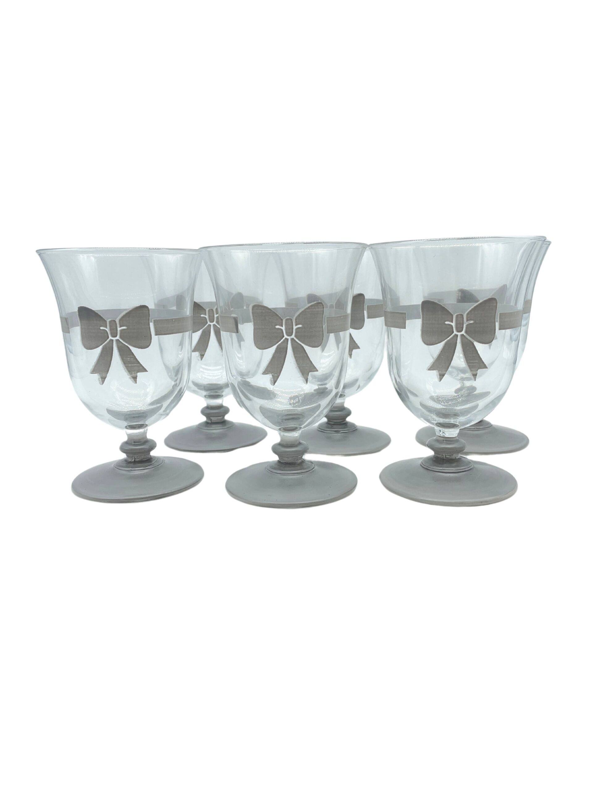 6 calici fiocco grigio