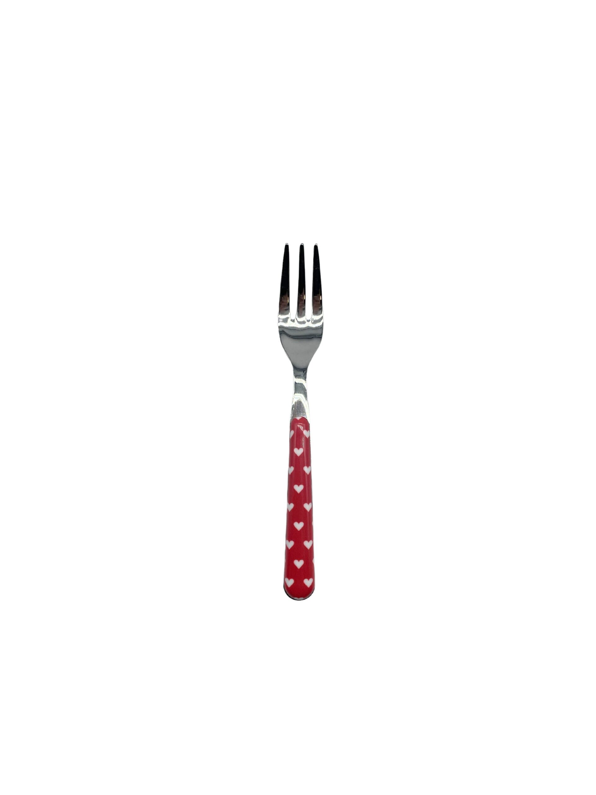 forchetta dolce cuoricini rosso corallo