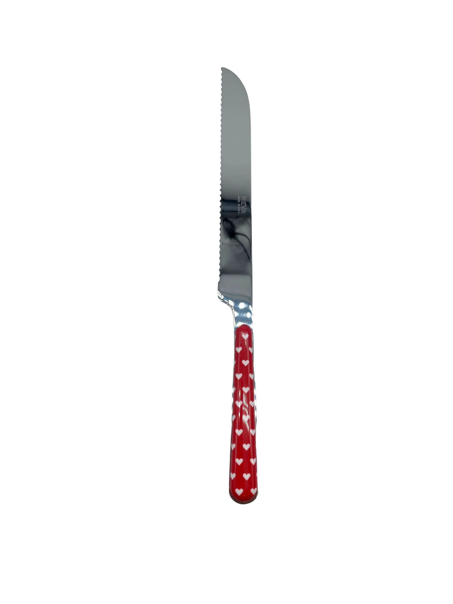 coltello baguette cuoricini rosso corallo