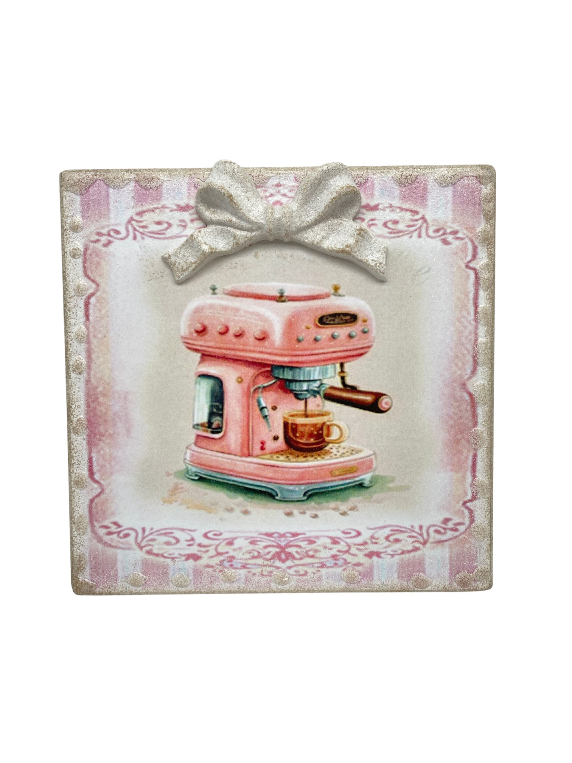 quadro macchinetta caffè rosa