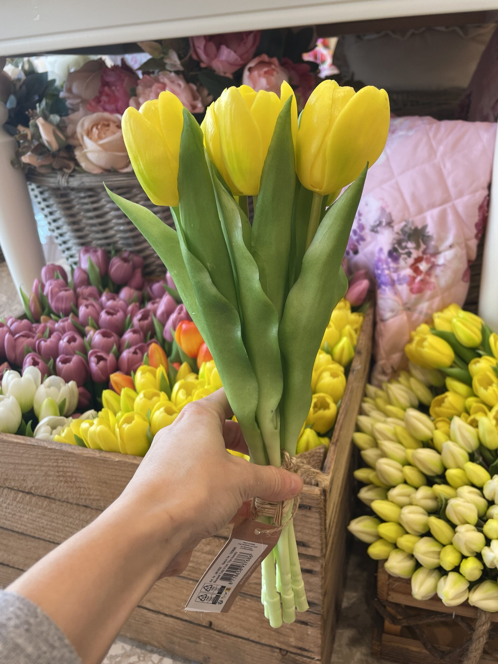 Mazzo 7 tulipani gialli 30 cm