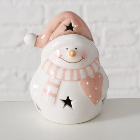 Pupazzo di neve rosa con cuore luci LED