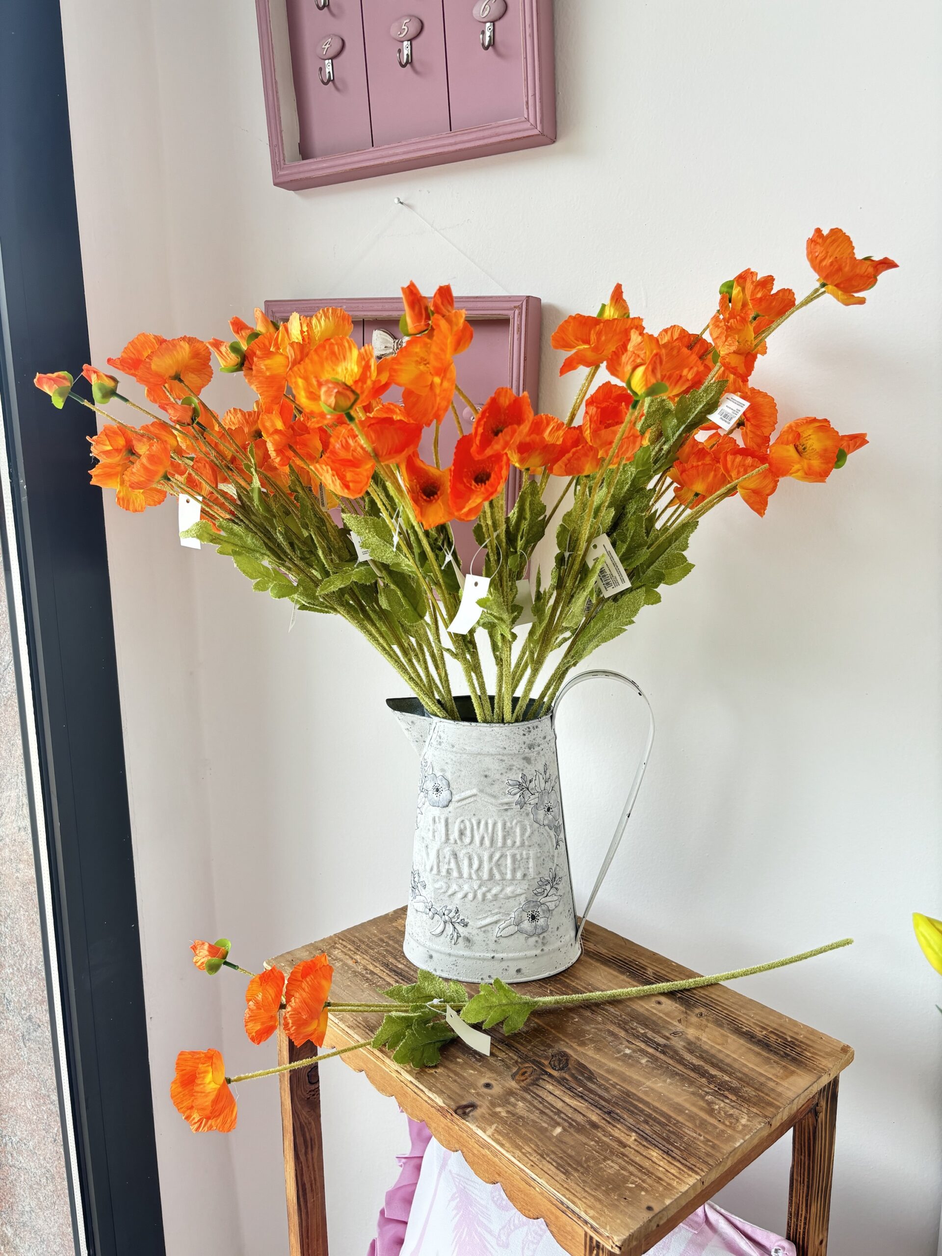 3 papaveri con bocciolo arancione h60 cm