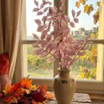 Ramo foglie rosa h120 cm