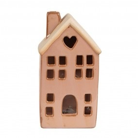 Casetta con led 8x6x15 cm rosa antico