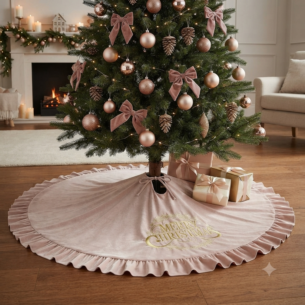 img_1766 Copribase albero merry christmas rosa - immagine 1
