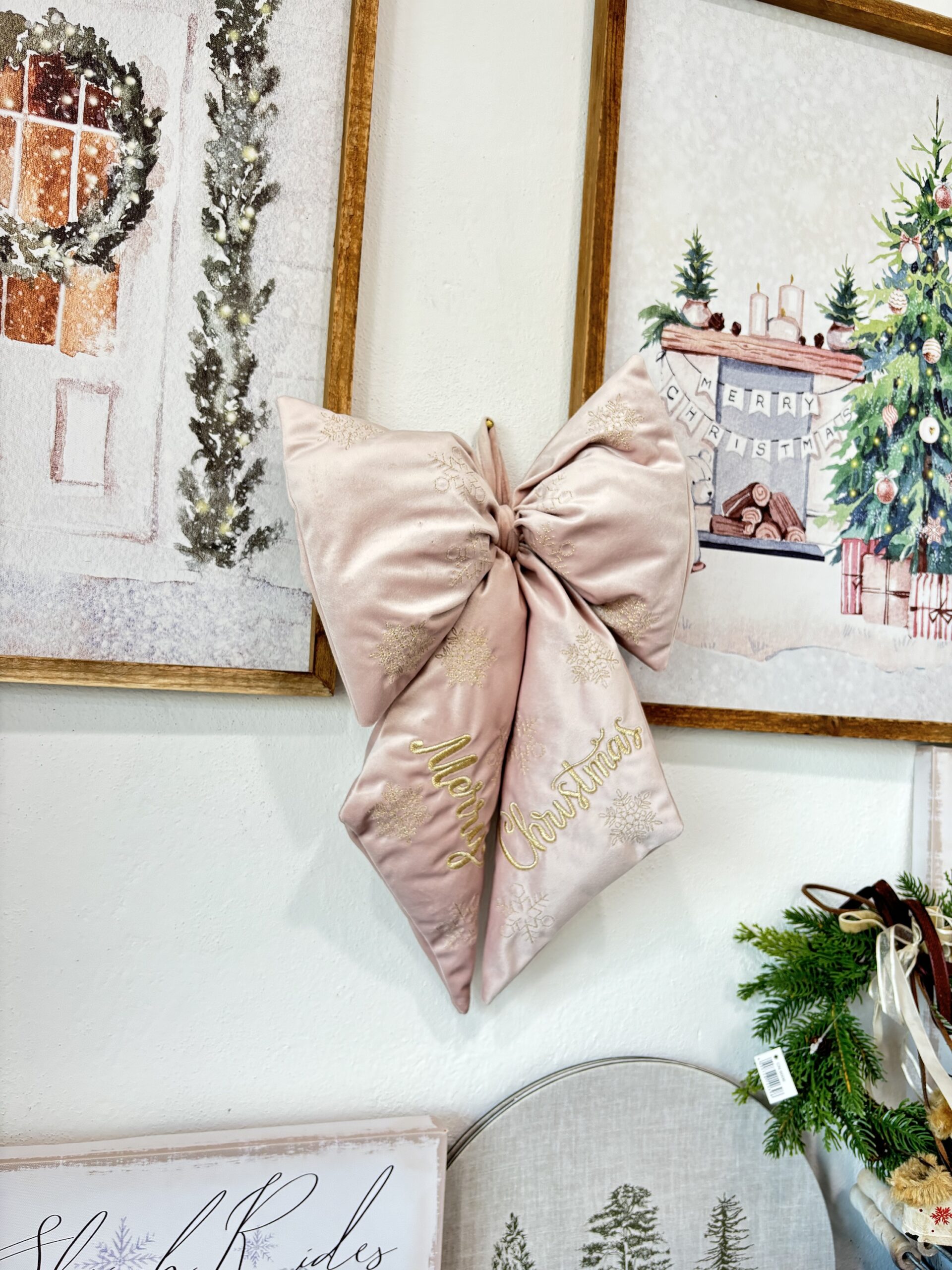 Fiocco merry christmas rosa