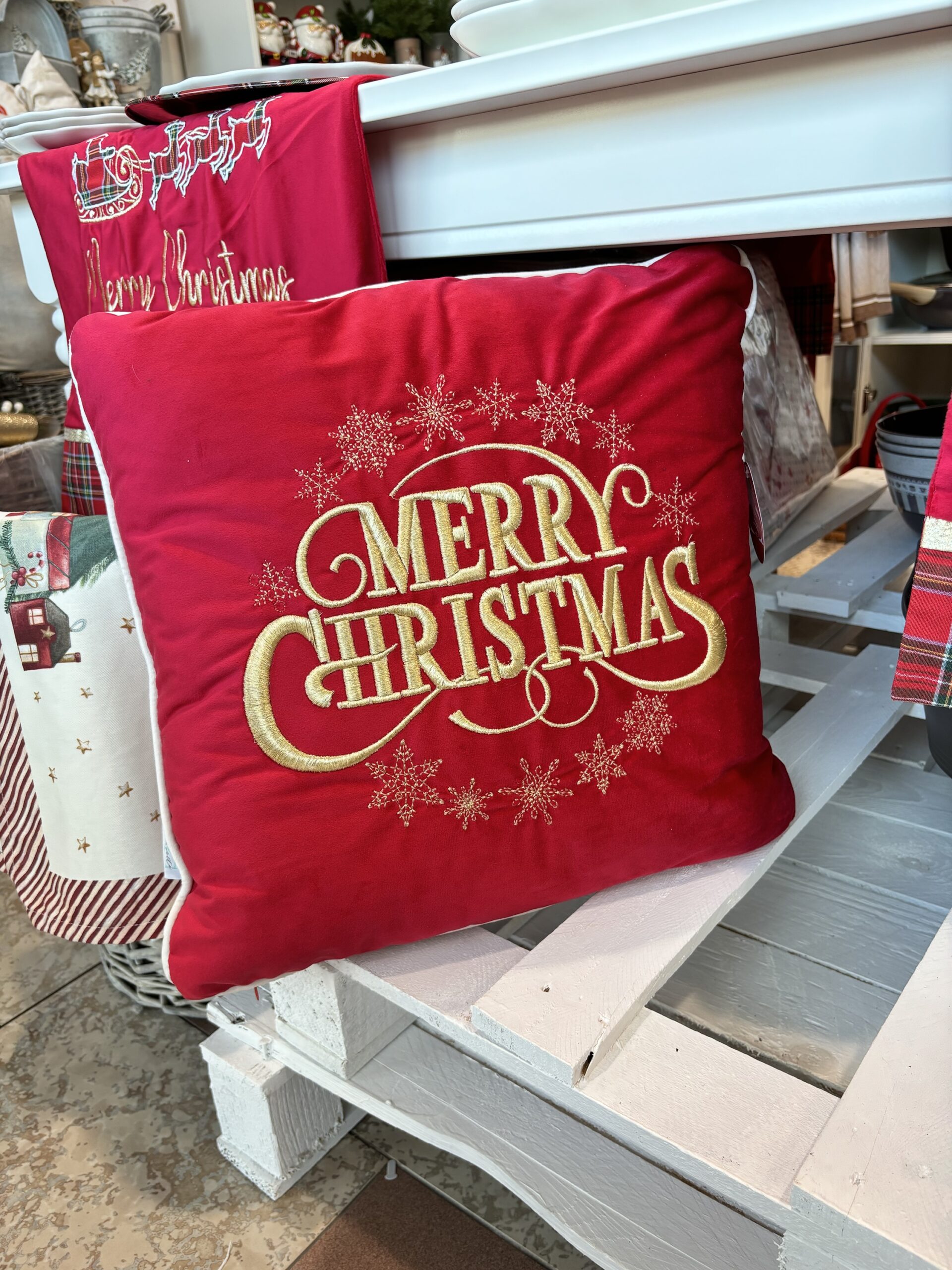 Cuscino merry christmas rosso