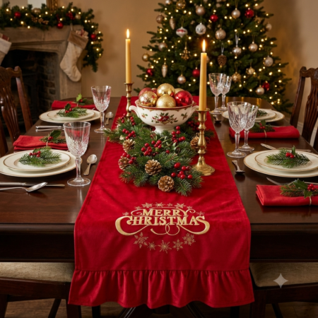 Runner merry christmas rosso