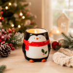Barattolo con candela pinguino