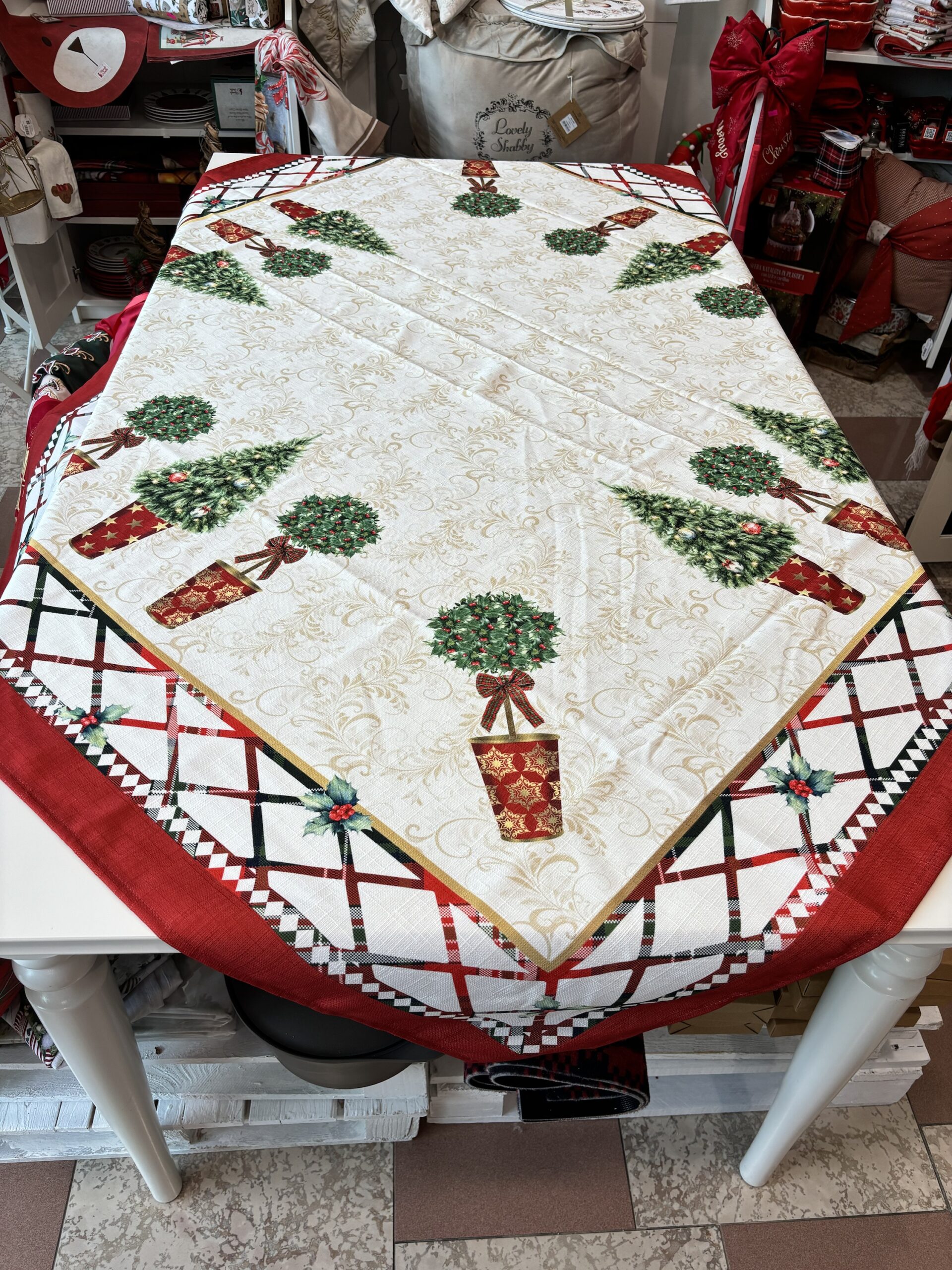 Tovaglia 150x150 cm giardino di Natale