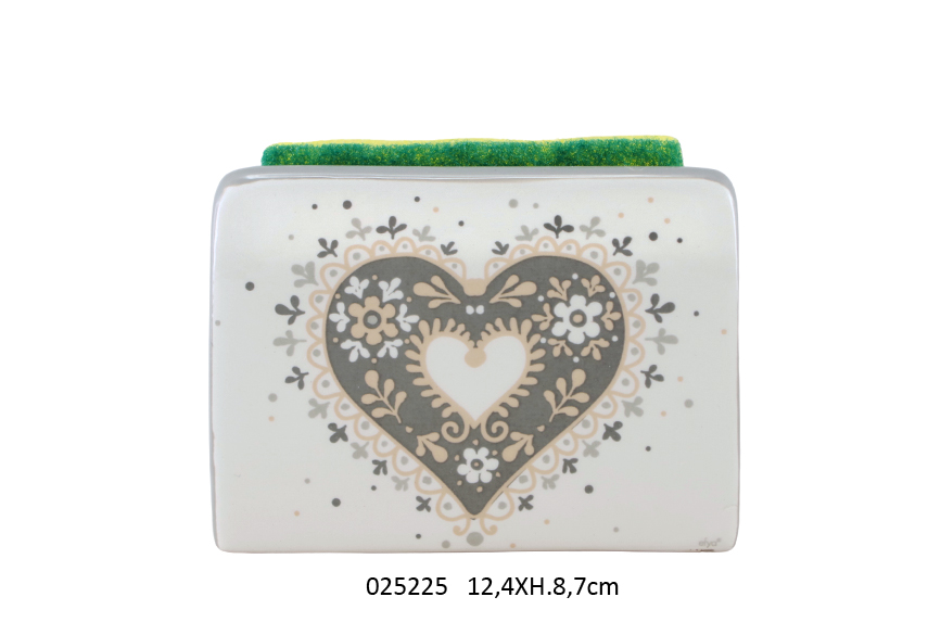 portaspugna con spugna cuore shabby