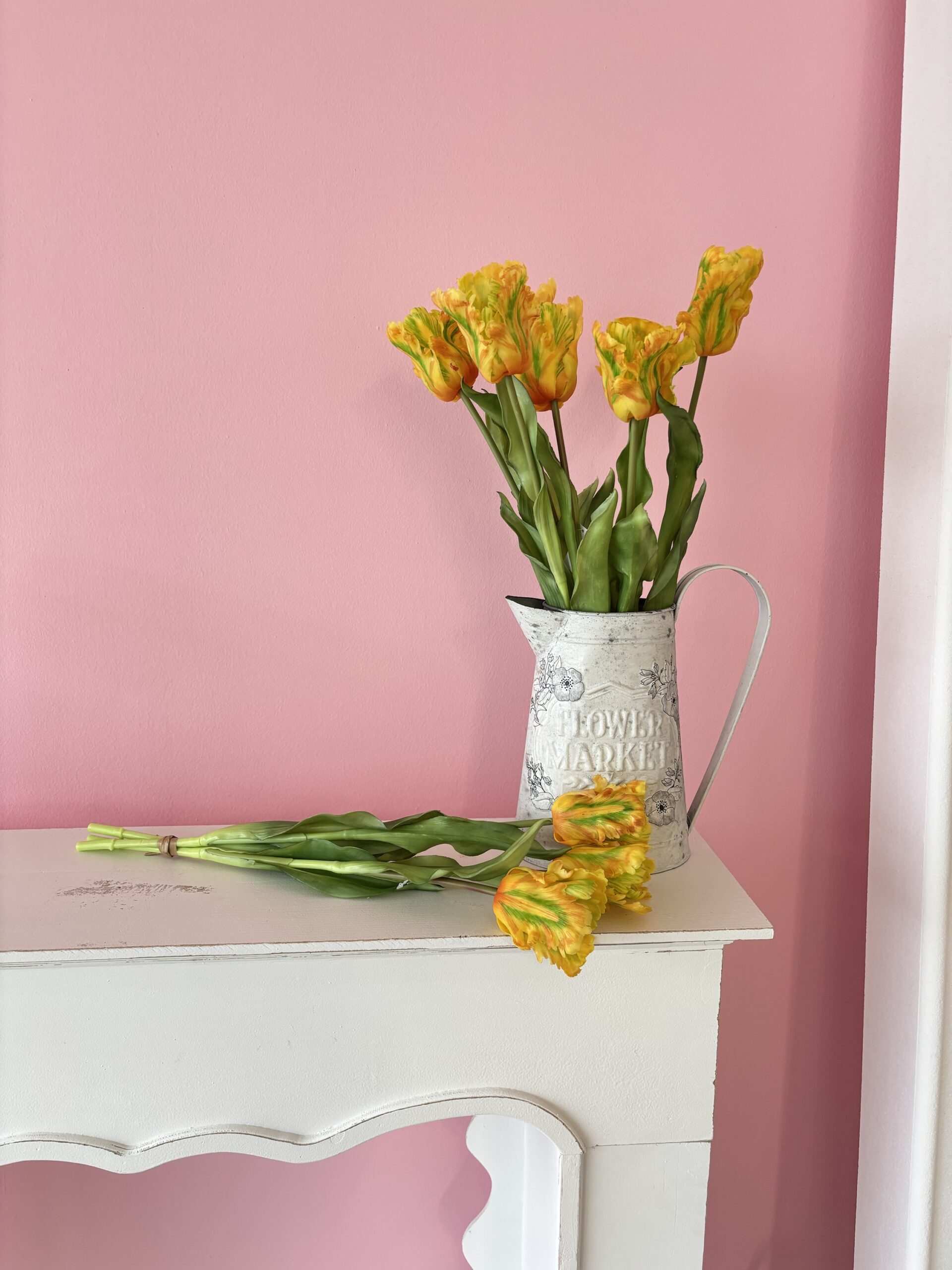 Mazzo 3 fiori tulipani pappagallo giallo H51 cm