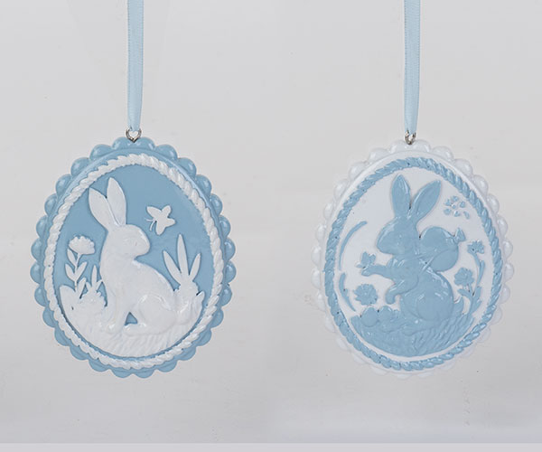 Uovo da appendere celeste/bianco