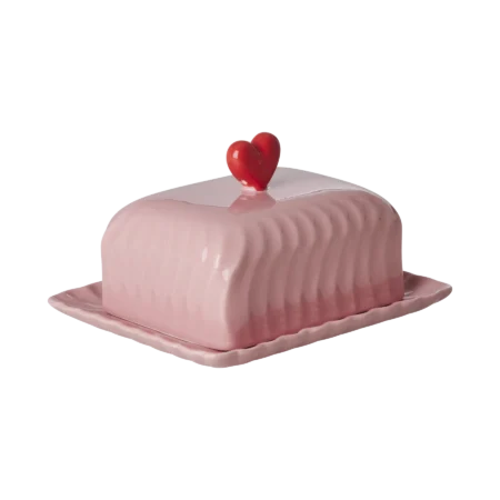 Portaburro rosa con tappo cuore rosso