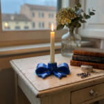Portacandela fiocco blu