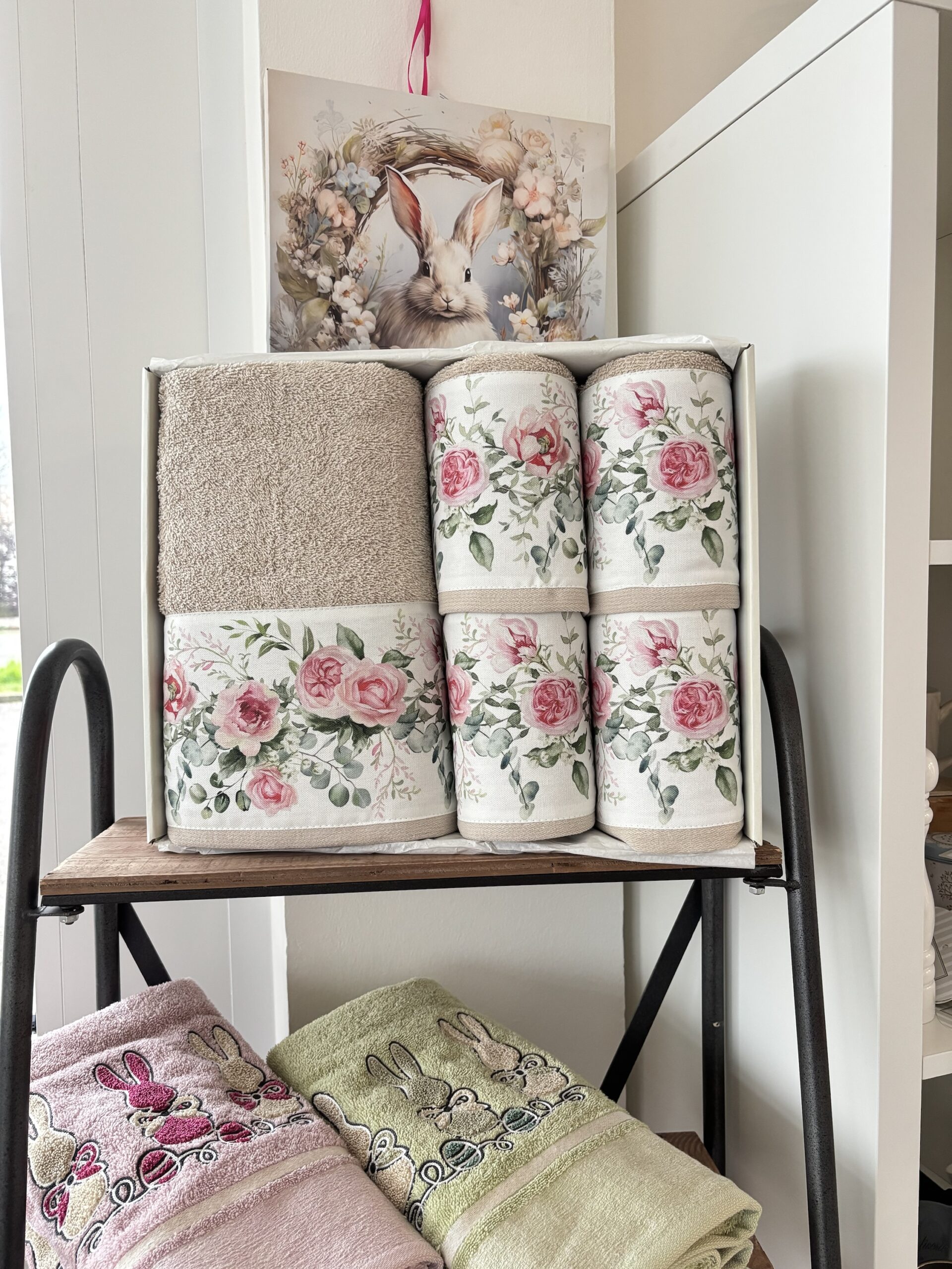 Set 5 pezzi asciugamani rose helen
