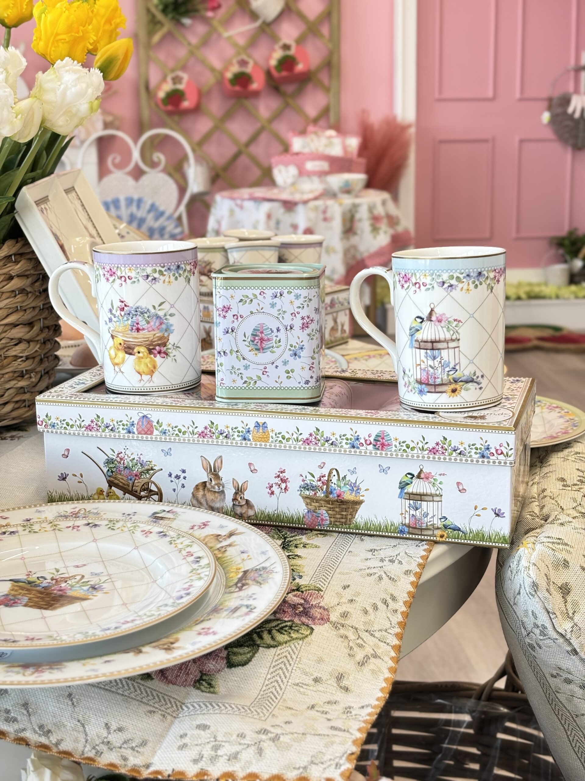 Set 2 mug con scatola in latta e scatola regalo spring bloom