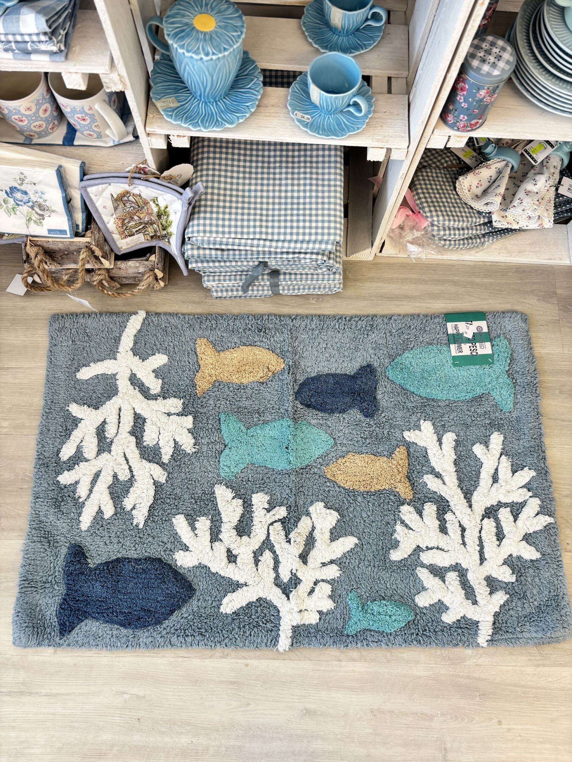 Tappeto pesci celeste