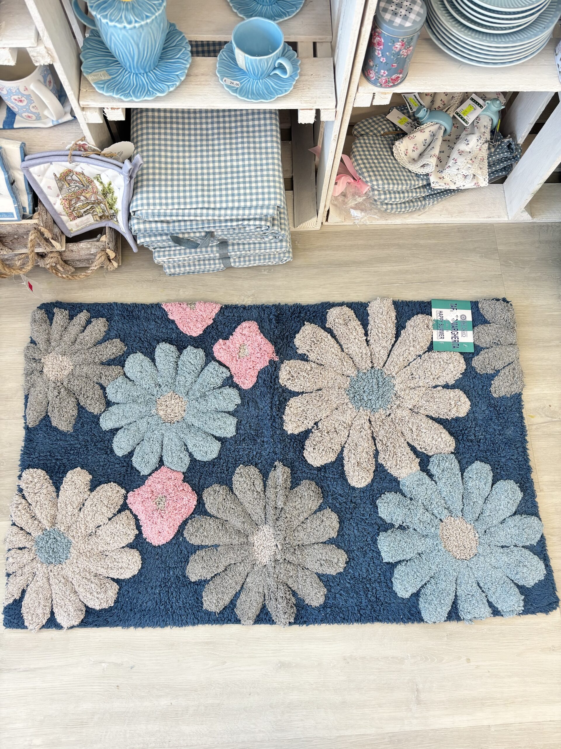 Tappeto fiori blu