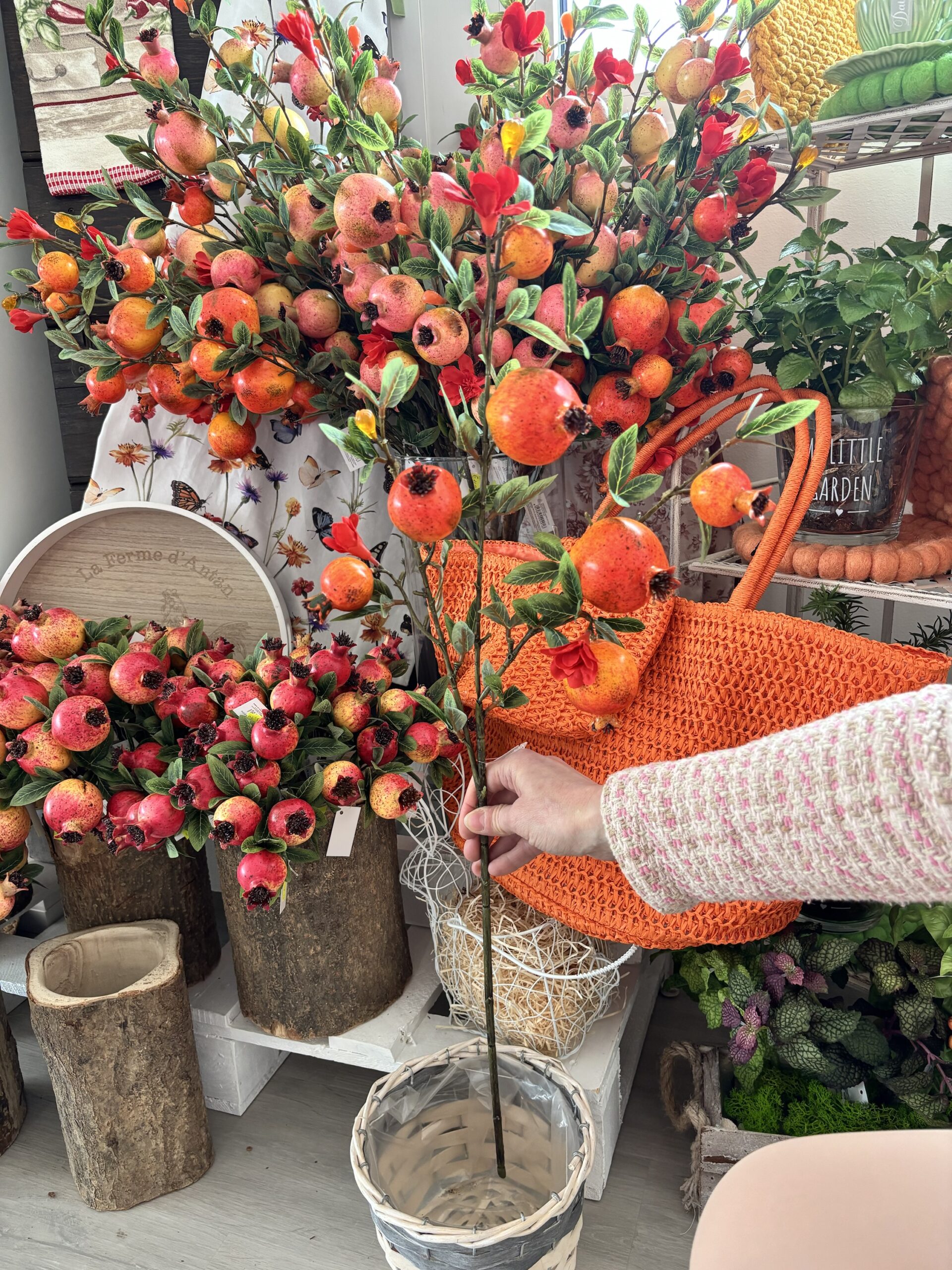 Ramo melograno e fiori rosso