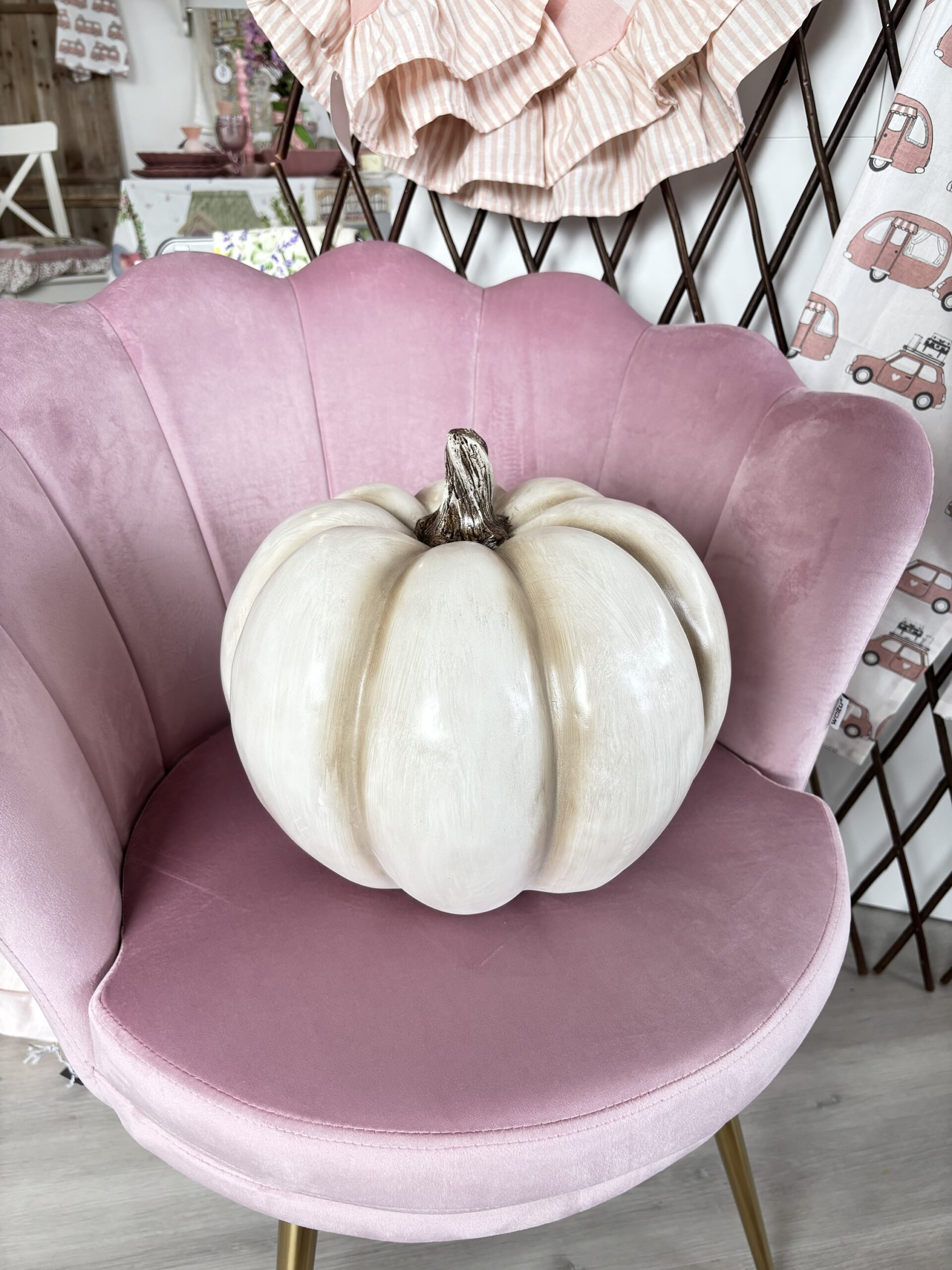 Zucca shabby decorativa bianco/beige