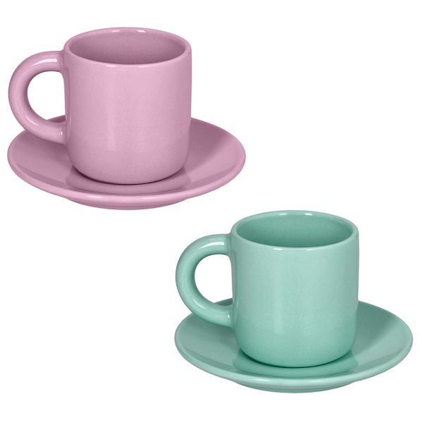 Set 2 tazze caffè lilla/verde