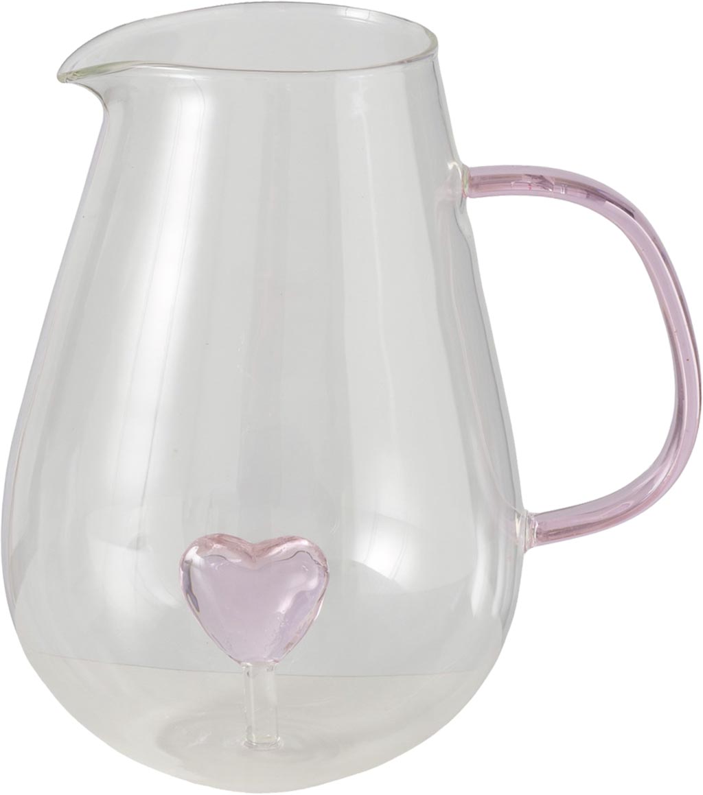 Caraffa vetro cuore rosa