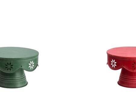 Alzatina in legno verde/rossa D25 cm