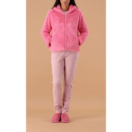 Maxi maglia con zip fuxia