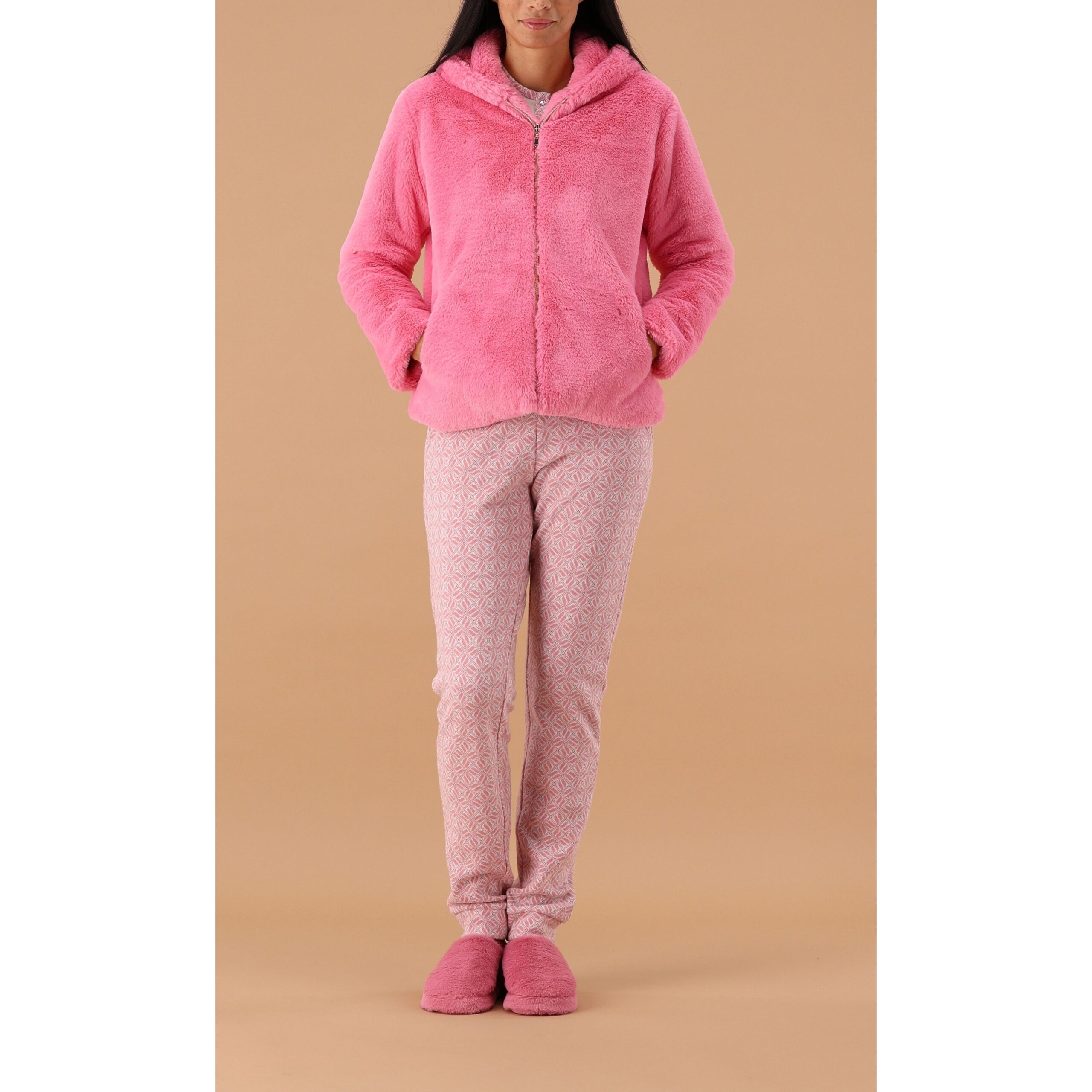 Maxi maglia con zip fuxia