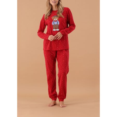 Pigiama donna rosso orsetto