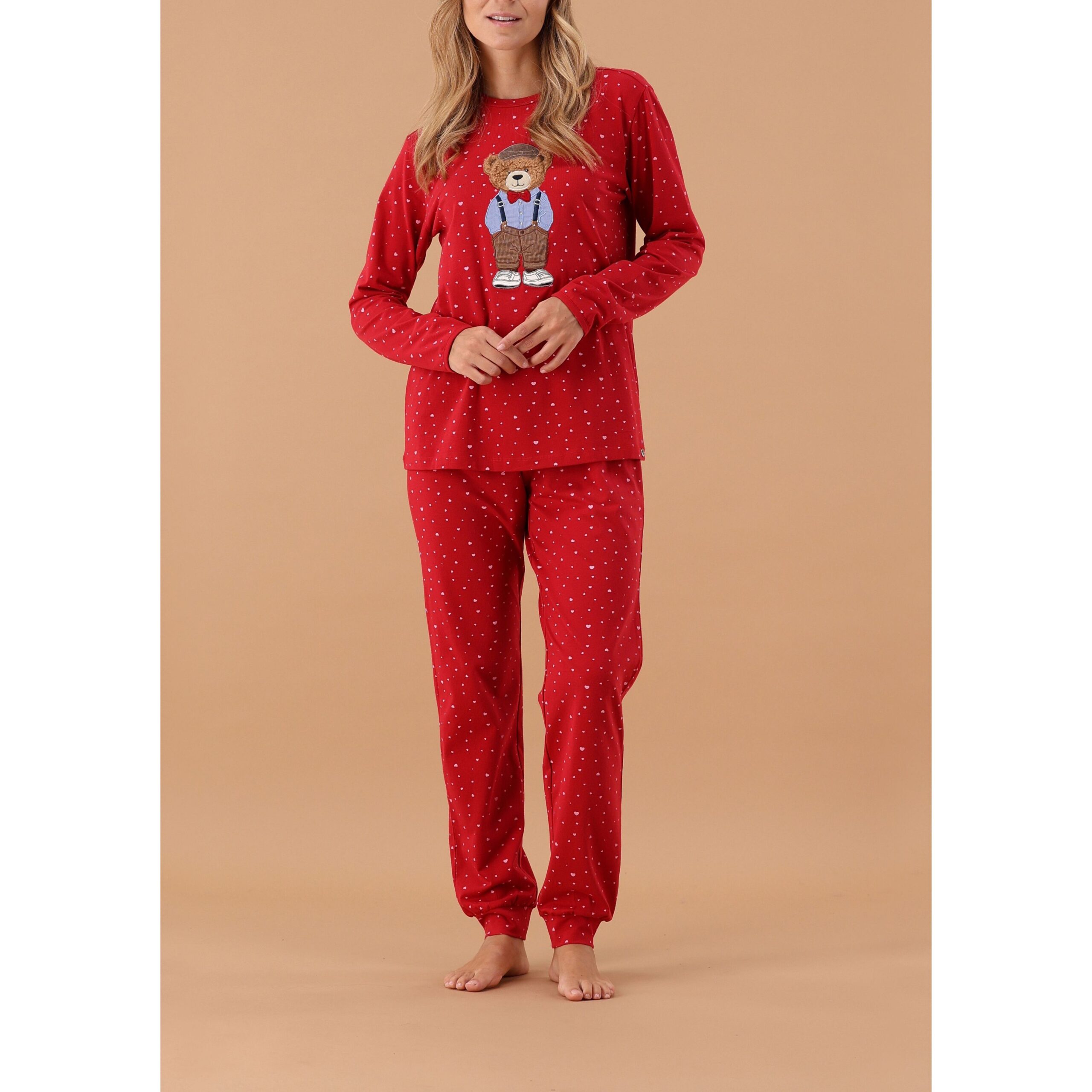 Pigiama donna rosso orsetto