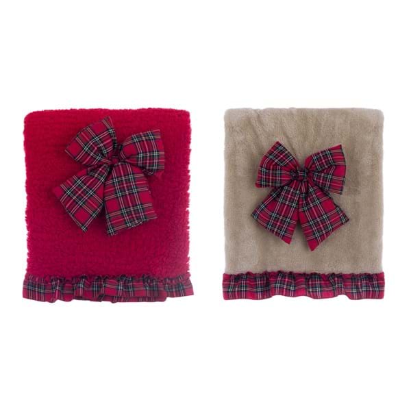 Plaid con fiocco rosso/beige blanc mariclo