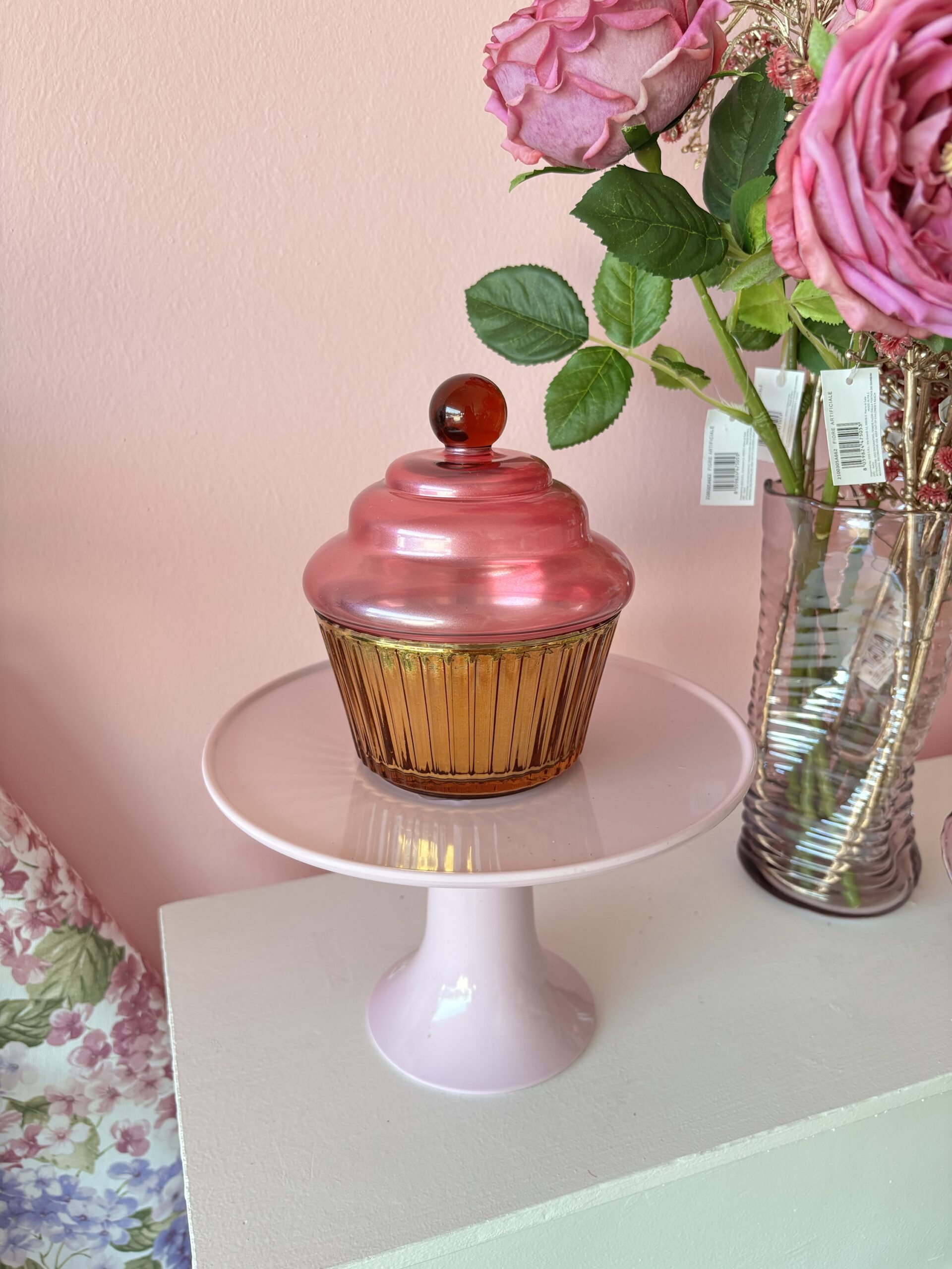 Candela cupcake rosa scuro MIRTILLO ROSSO E MELOGRANO