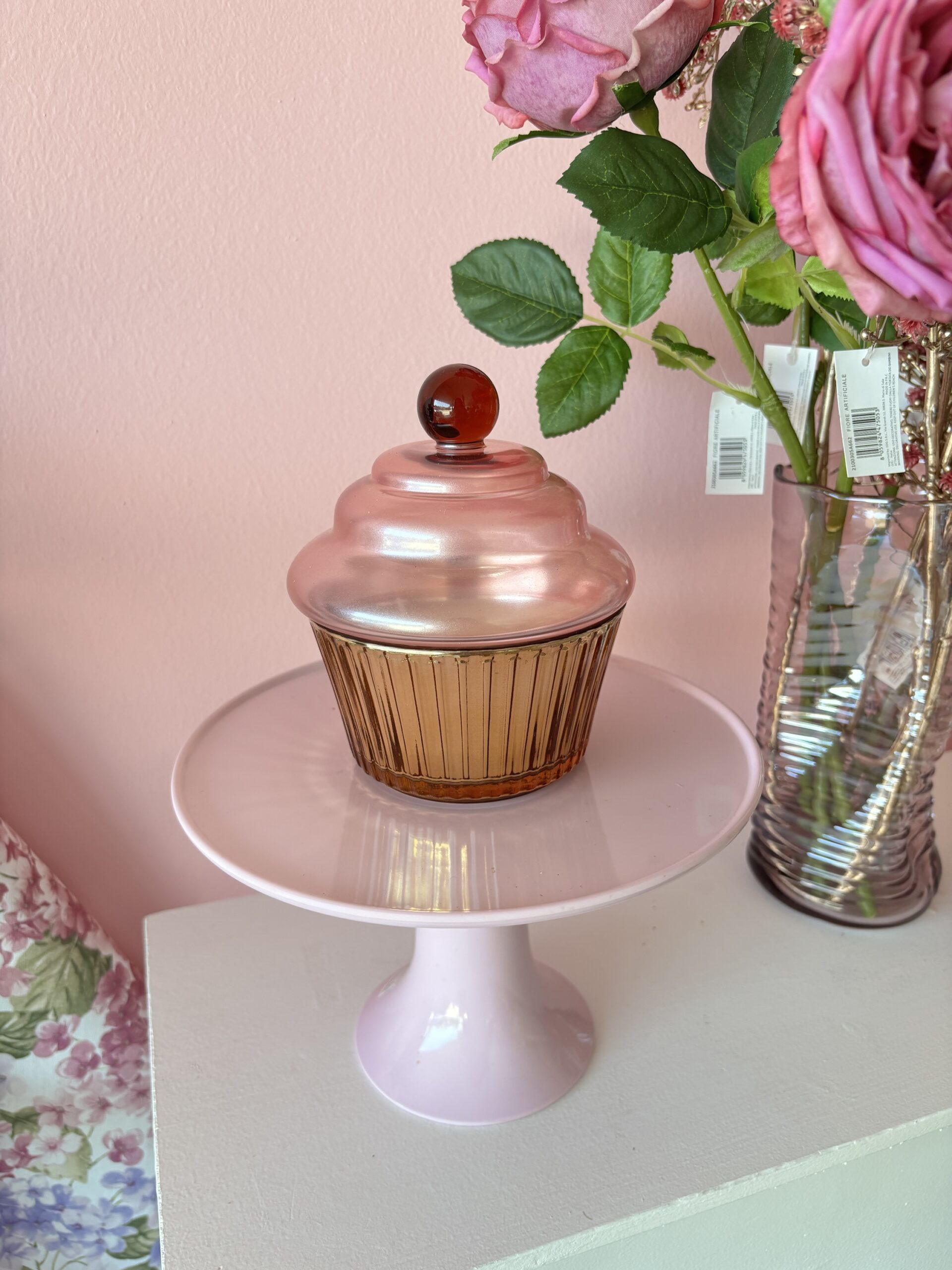 Candela cupcake rosa chiaro  NINFEA E MUSCHIO
