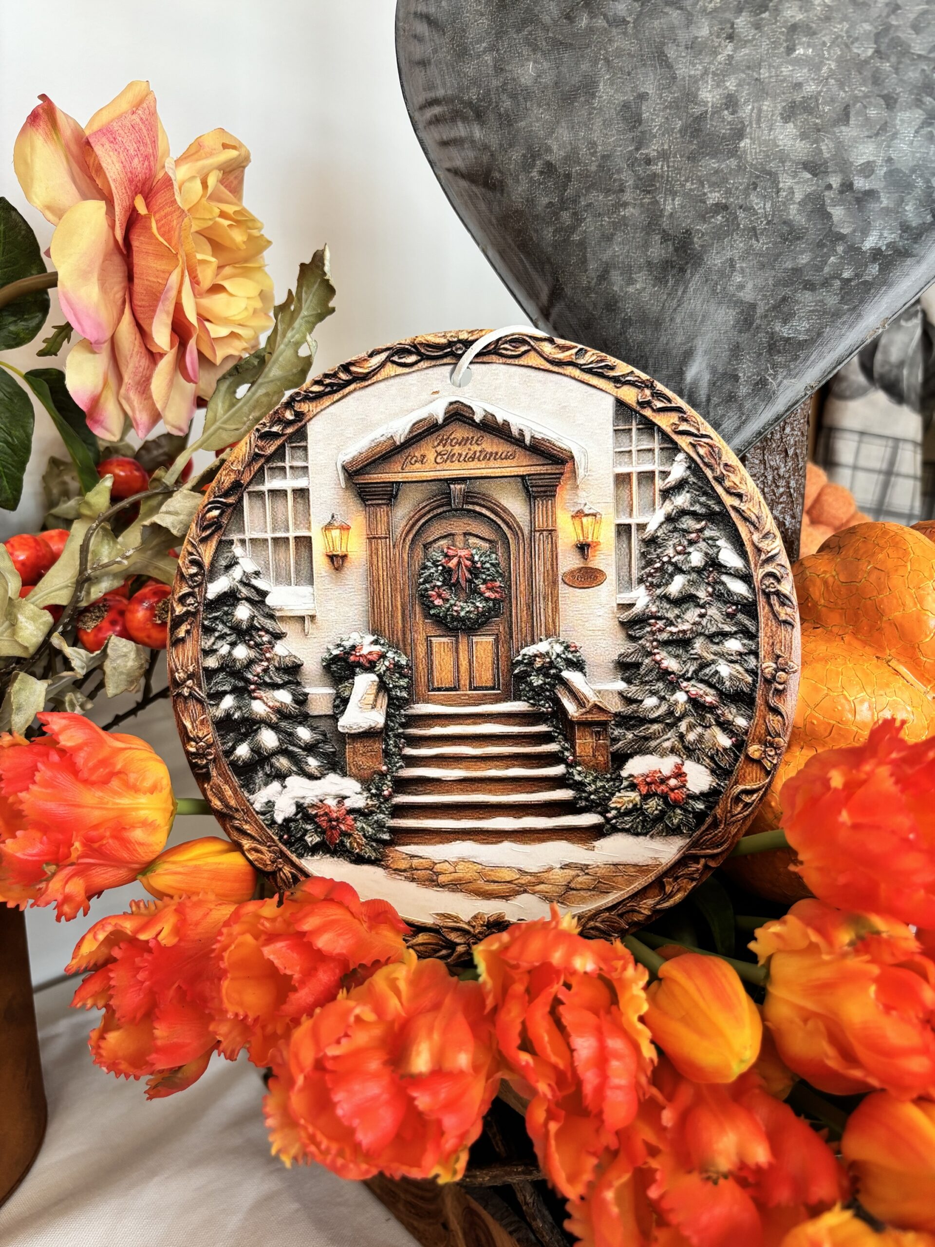 Decorazione bianco natale portone