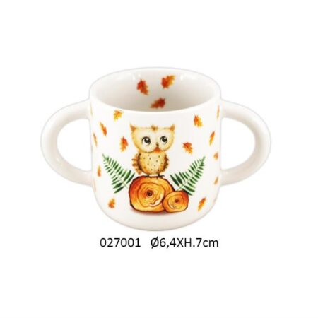tazza caffè con 2 manici gufo autunno