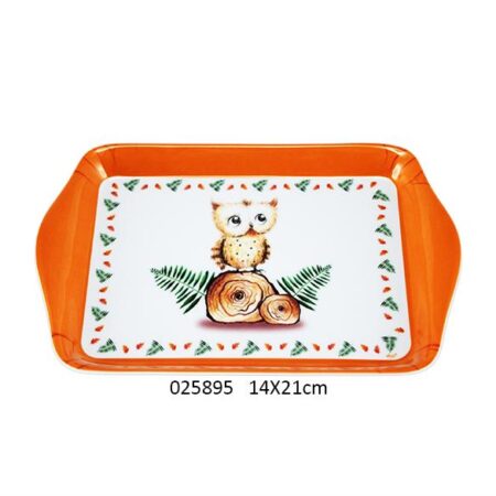 Vassoio melamina 14x21 cm gufo autunno