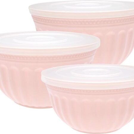 Ciotola plastica con coperchio rosa chiaro