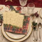 20 tovaglioli carta tartan fiocco rosso