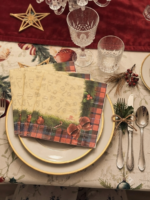20 tovaglioli carta tartan fiocco rosso